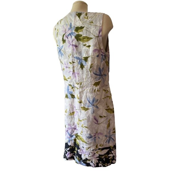 J. Jill Linen Floral Print Midi Dress Sz M Womens Summer Blue White Purple Sheat - Picture 12 of 15